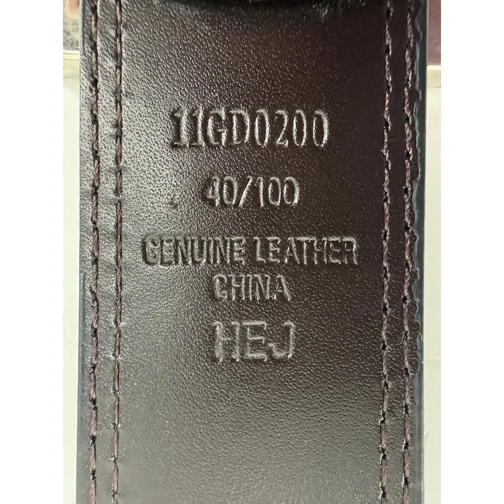 Genuine Leather Roller Buckle Black Dress Belt Silver Mens Size 40